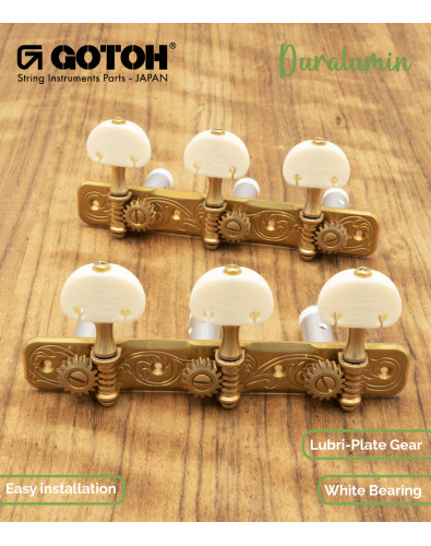 Gotoh Mécanique Guitare Classique Or avec Boutons Couleur Ivoire et Tige Aluminum 35AR510AM/KM 2