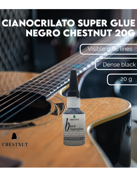 Características Cianocrilato Super Glue Negro de Chestnut