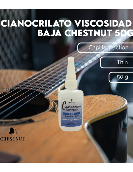 Características Cianocrilato viscosidad baja (50g) de Chestnut