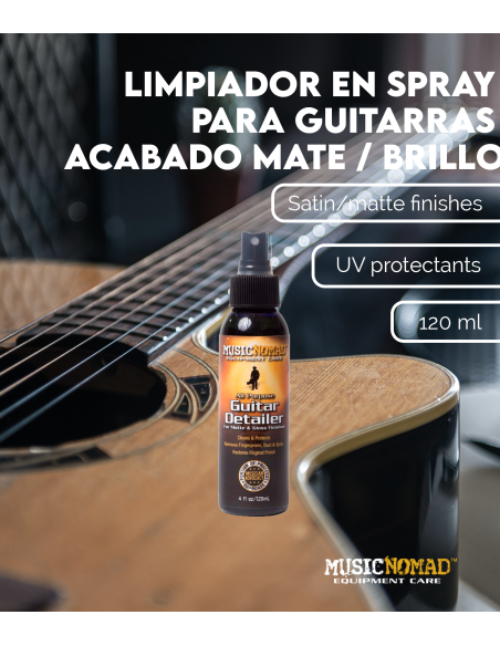 Características Limpiador en spray para guitarras acabado mate / brillo de MusicNomad