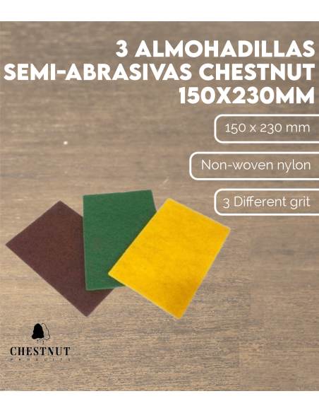 Características 3 Almohadillas semi-abrasivas Chestnut (150x230mm)