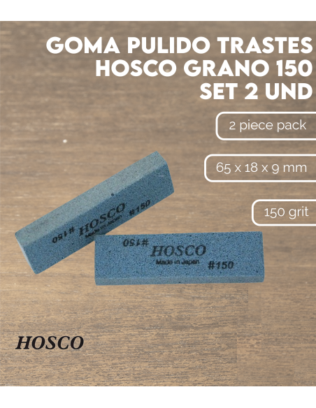 Características Goma Pulido Trastes Hosco, Grano 150, Set 2 Und