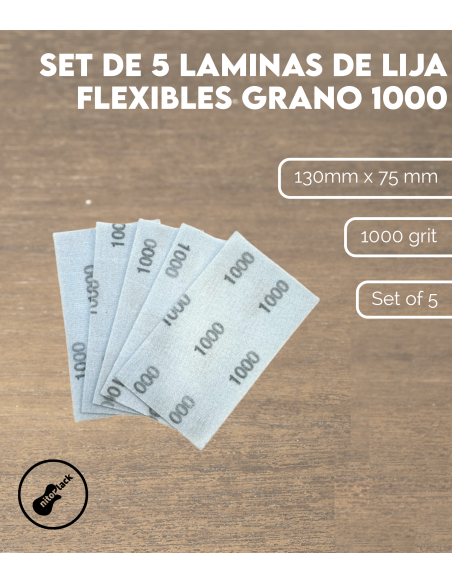 Características Set de 5 Laminas de Lija Flexibles Grano 1000