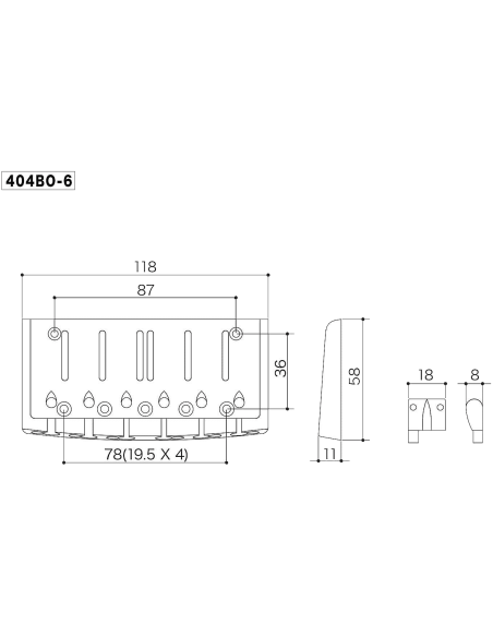 Plano Puente para bajo eléctrico Gotoh 404BO-6