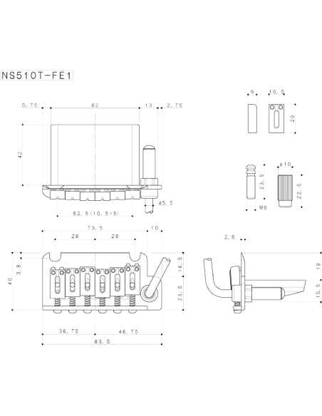 Plano Tremolo Gotoh® Cromo NS510T-FE1-C