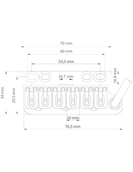 Plano Puente Trémolo Vega-Trem VT1 Ultra Trem Estándar Negro