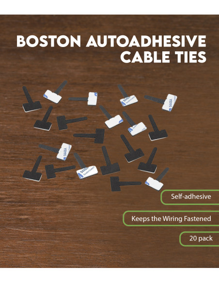 Características Minipinzas autoadhesivas sujección cableado Boston