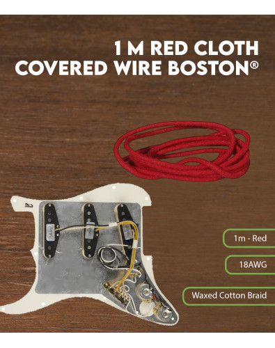 Cable 1 m recubierto en tela roja Boston® 2