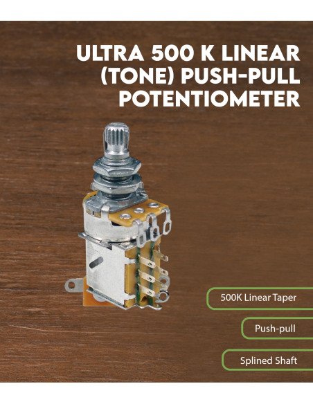 Características Potenciómetro push-pull ultra 500 K lineal (tono)