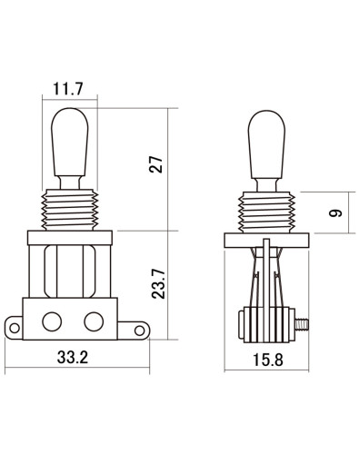 Switchcraft 3-Way Short Straight Toggle Switch 2