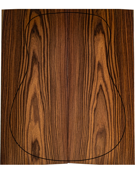 Autre jeu de Santos Rosewood FSC 100% B montrant des variations naturelles de grain et de couleur