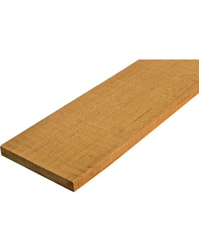 Détail de la touche large en Hard Maple torréfié, maille régulière et teinte toastée