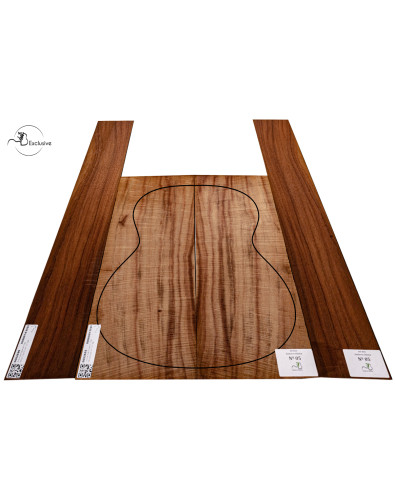 Close-up of texture and curly figure on Koa for classical guitar MB Exclusive Nº 5 2