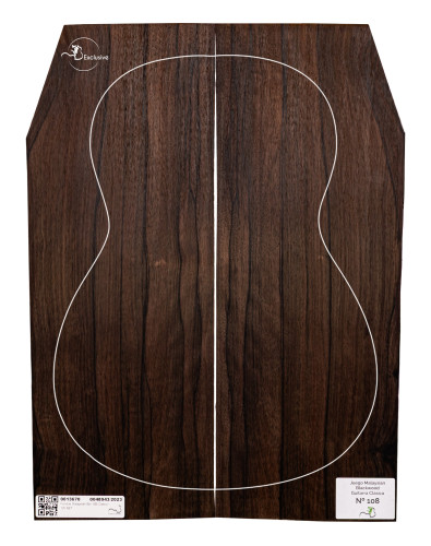 Jeu Malaysian Blackwood guitare classique MB Exclusive N°108, vue de dessus — Maderas Barber