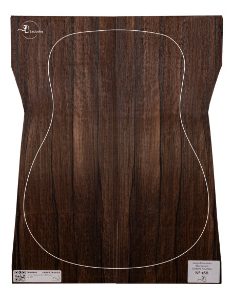 Malaysian Blackwood acoustic guitar set MB Exclusive No.168, top view — Maderas Barber