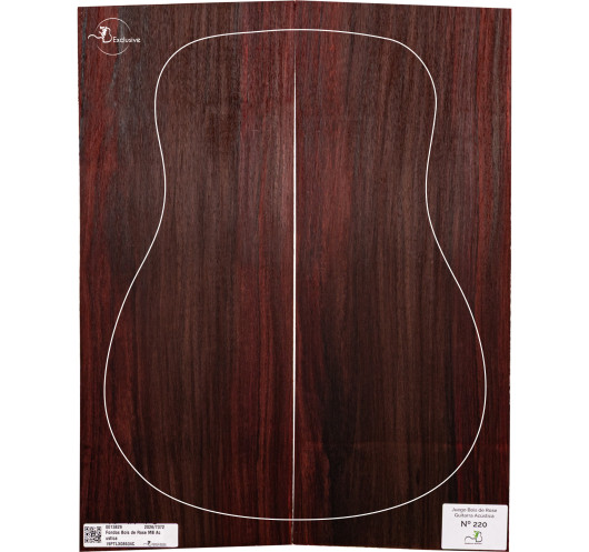 Juego Bois de Rose guitarra acústica MB Exclusive Nº220, vista cenital — Maderas Barber