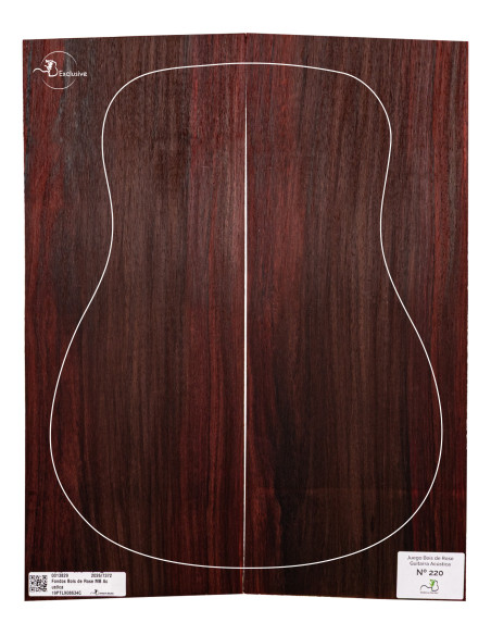 Juego Bois de Rose guitarra acústica MB Exclusive Nº219, vista cenital — Maderas Barber