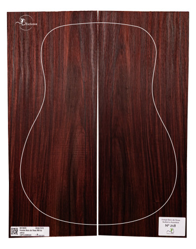 Juego Bois de Rose guitarra acústica MB Exclusive Nº218, vista cenital — Maderas Barber