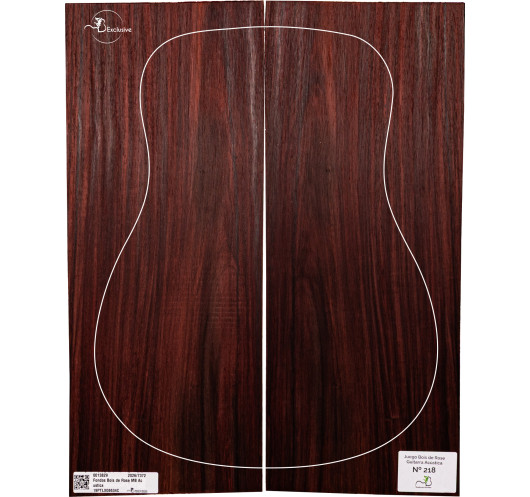 Juego Bois de Rose guitarra acústica MB Exclusive Nº218, vista cenital — Maderas Barber