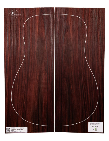 Juego Bois de Rose guitarra acústica MB Exclusive Nº218, vista cenital — Maderas Barber