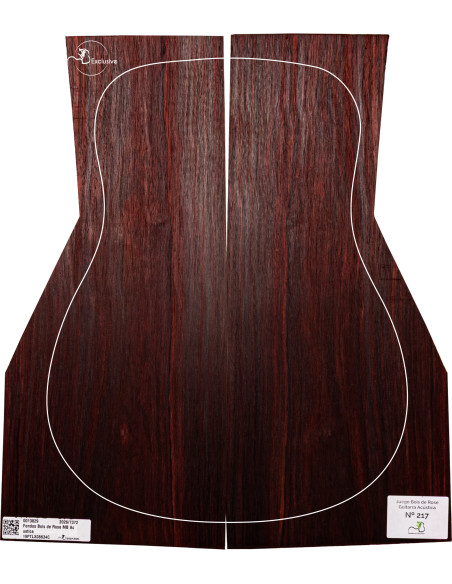 Juego Bois de Rose guitarra acústica MB Exclusive Nº217, vista cenital — Maderas Barber