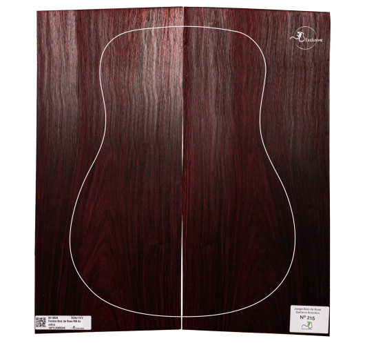 Juego Bois de Rose guitarra acústica MB Exclusive Nº215, vista cenital — Maderas Barber