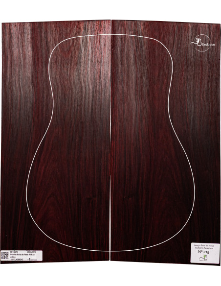 Juego Bois de Rose guitarra acústica MB Exclusive Nº215, vista cenital — Maderas Barber