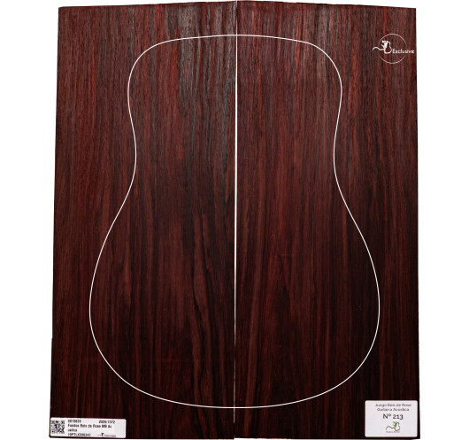 Juego Bois de Rose guitarra acústica MB Exclusive Nº213, vista cenital — Maderas Barber