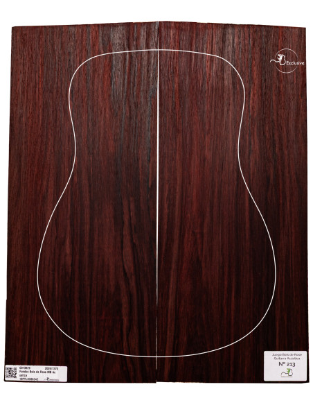 Juego Bois de Rose guitarra acústica MB Exclusive Nº213, vista cenital — Maderas Barber