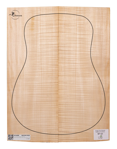 Jeu Érable Ondé guitare acoustique MB Exclusive N°7, vue de dessus — Maderas Barber