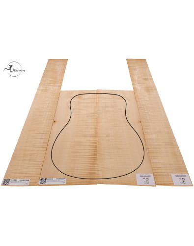 Jeu Érable Ondé guitare acoustique MB Exclusive N°5, vue de dessus — Maderas Barber 2