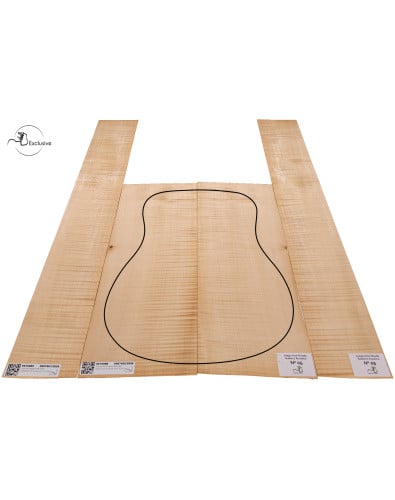 Juego Arce Rizado guitarra acústica MB Exclusive Nº5, vista cenital — Maderas Barber 2
