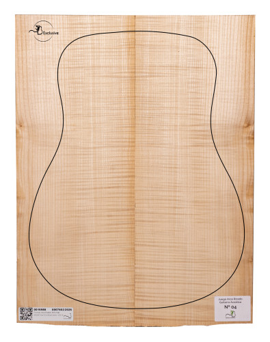 Curly Maple acoustic guitar set MB Exclusive No.4, top view — Maderas Barber