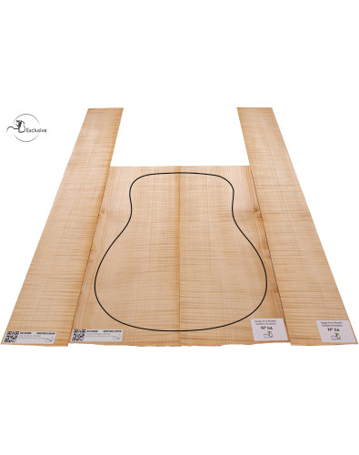 Jeu Érable Ondé guitare acoustique MB Exclusive N°4, vue de dessus — Maderas Barber 2
