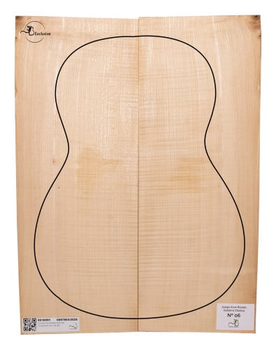 Curly Maple classical guitar set MB Exclusive No.6, top view — Maderas Barber