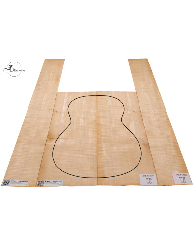 Jeu Érable Ondé guitare classique MB Exclusive N°6, vue de dessus — Maderas Barber 2