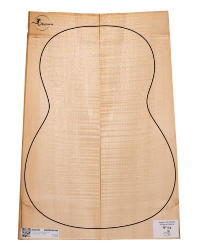 Curly Maple classical guitar set MB Exclusive No.4, top view — Maderas Barber