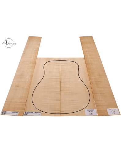 Jeu Érable Ondé guitare acoustique MB Exclusive N°3, vue de dessus — Maderas Barber 2