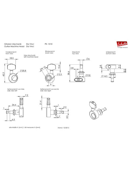 Clavijero Schaller Da Vinci 3+3 Cromo/Negro