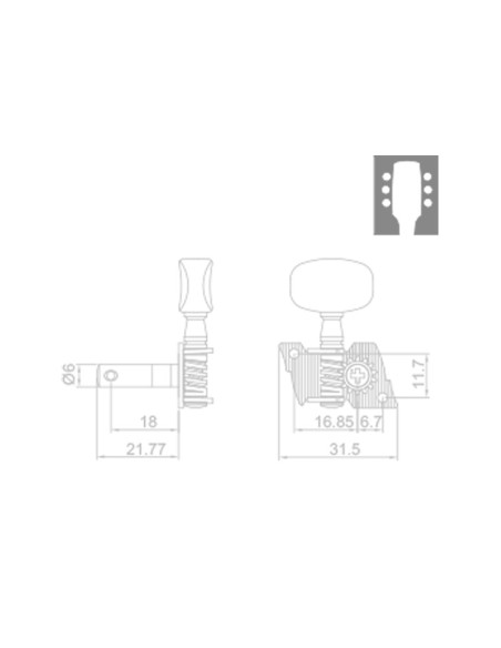 RM - 1253S 3+3 Ping Well Machine Heads