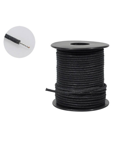 50 feet, black U.S.A. made waxed cotton braided push back wire