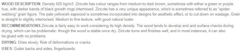 description ziricote
