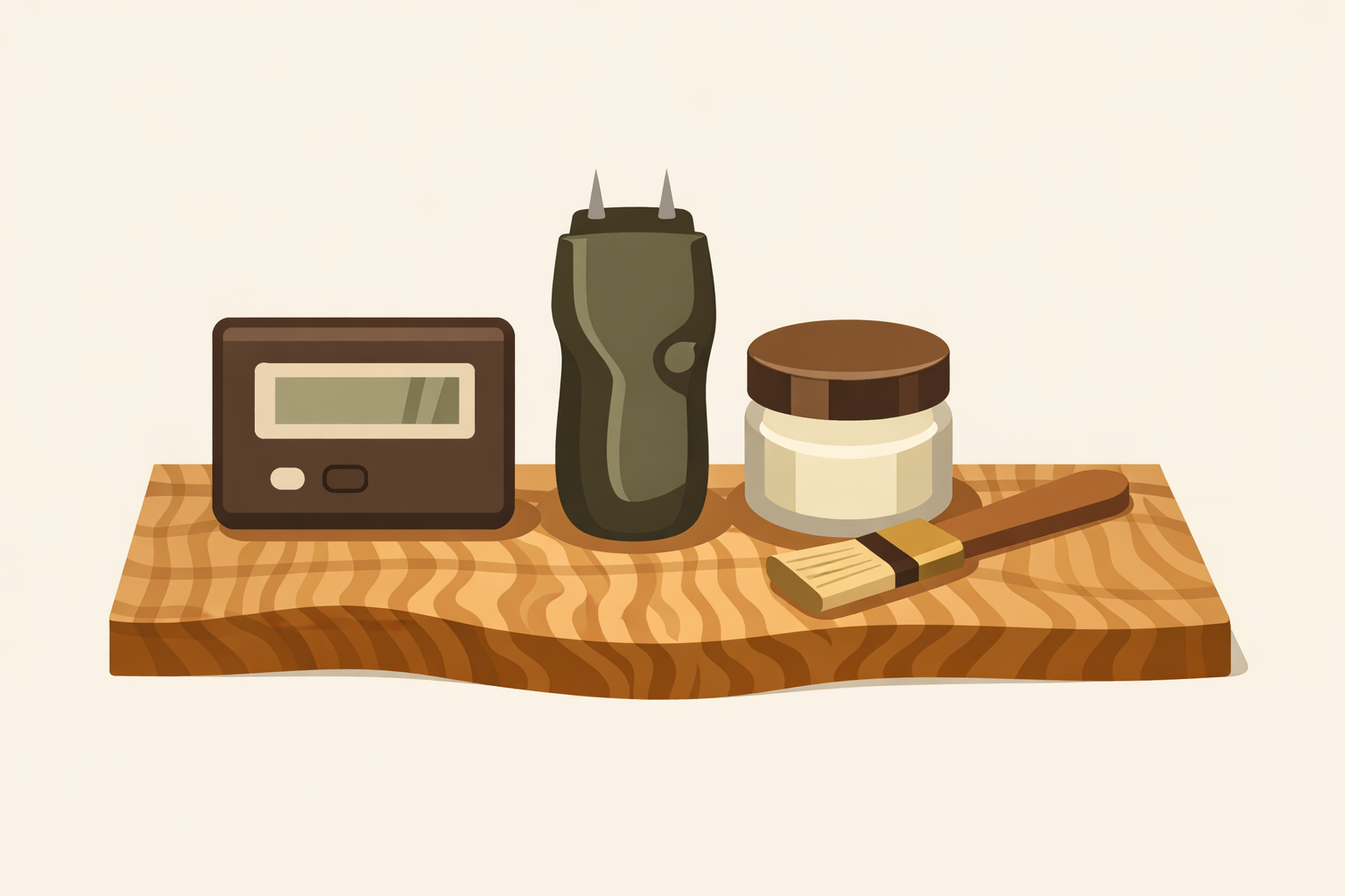 Hygrometer, pin moisture meter and end-grain sealer